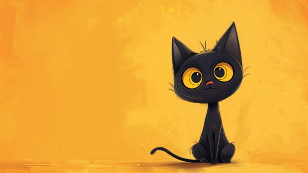 Cute cat, cartoon style, desktop wallpaper 4K.