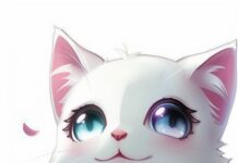 Cute white Kawaii cat wallpaper iPhone.