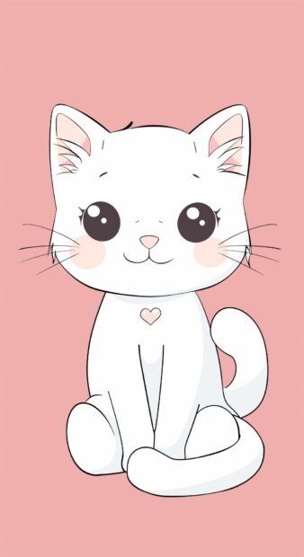 Cute white little cat HD iPhone Wallpaper.
