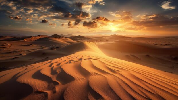 Desert landscape with dramatic lighting, Sunset Wallpaper High Resolution.