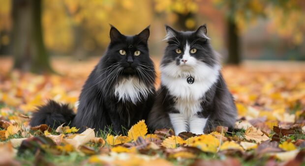 Double black and white cat wallpaper HD.