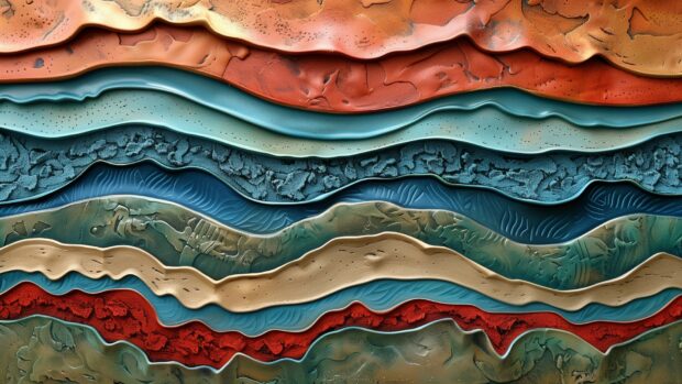 Download abstract textured waves, fluid lines, rich colors Wallpaper for Desktop.