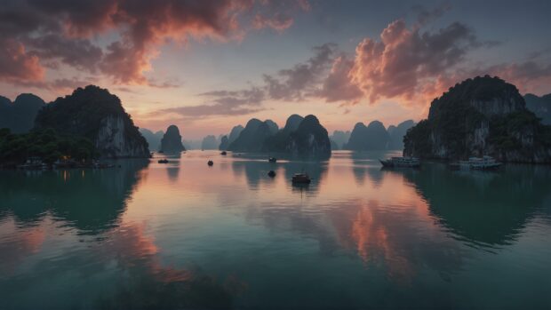 Dreamy Halong Bay wallpaper.