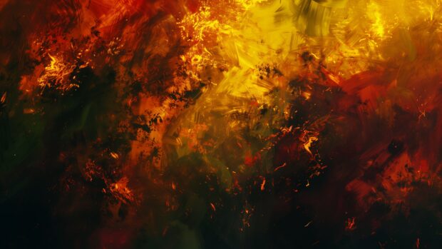 Free 4K abstract forest fire, dynamic and intense colors desktop background.