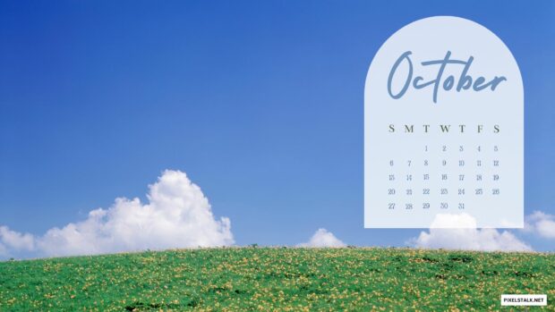 Free October 2024 Calendar Desktop Wallpaper Download.