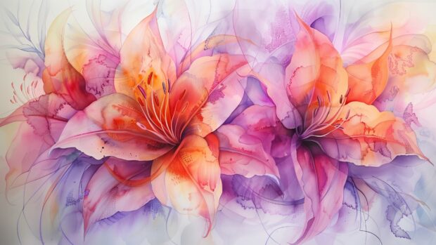 Free download Abstract watercolor flowers, soft gradients, fluid shapes desktop wallpaper HD 1080p.