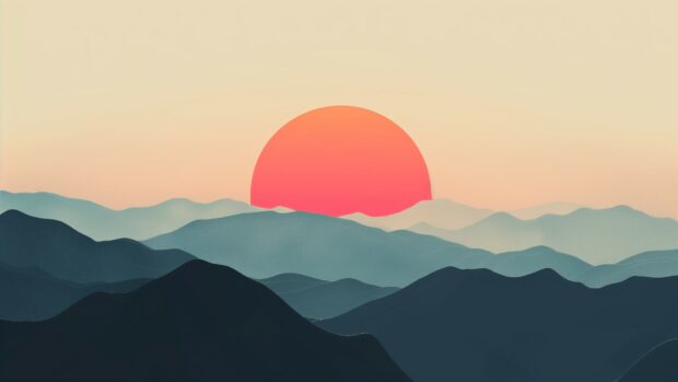 Free download Minimalist abstract art sunrise, simple horizon line 1080p HD Wallpaper.