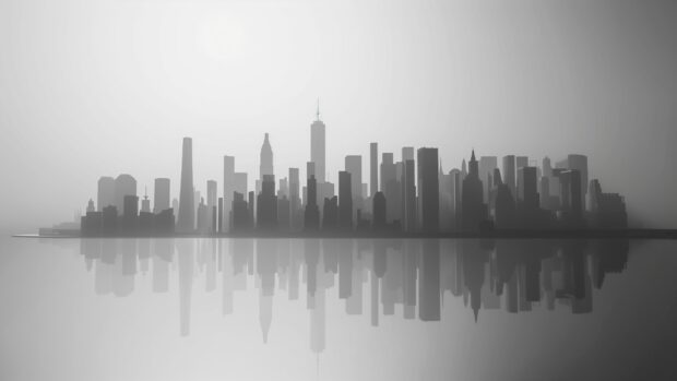 Free download Minimalist abstract urban skyline, stark silhouettes desktop background.