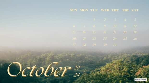 Free download October 2024 Calendar Wallpaper HD.