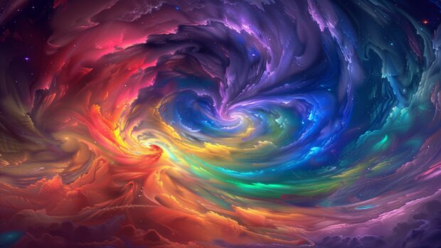 Free download Outer Space 4K Wallpaper with A vibrant image of a space vortex with swirling colors and stars being drawn into it.