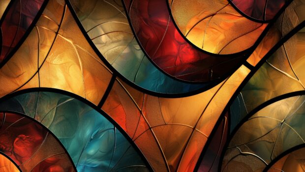 Free download abstract art stained glass, intricate color patterns HD Wallpaper.