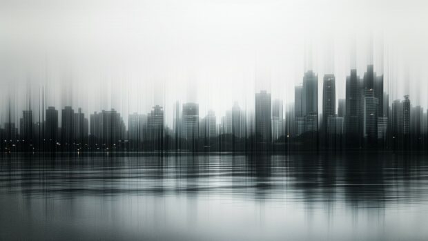 Free minimalist abstract urban skyline, stark silhouettes Wallpaper HD 1080p.