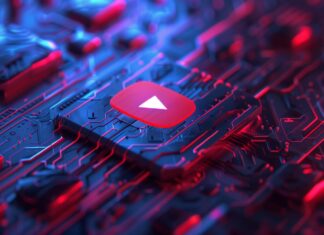Futuristic YouTube HD wallpaper featuring digital effects.