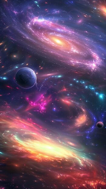 Get Abstract galaxy, stars and swirling colors wallpaper iPhone.