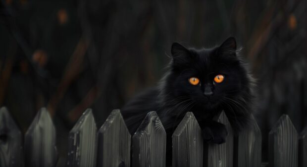 Halloween Wallpaper black cat for desktop background.