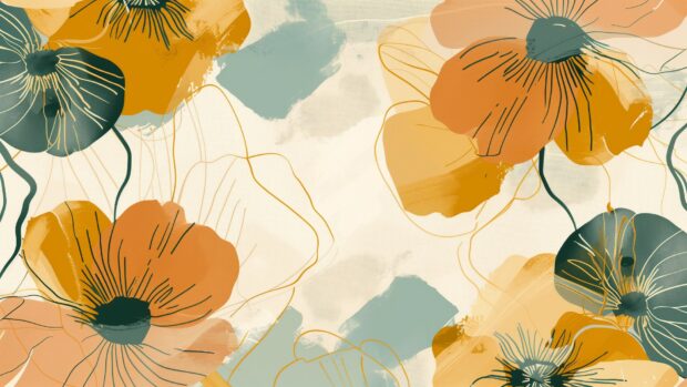 Minimalist abstract floral patterns, delicate lines HD desktop wallpaper.