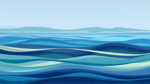 Minimalist abstract ocean waves, tranquil colors background HD.