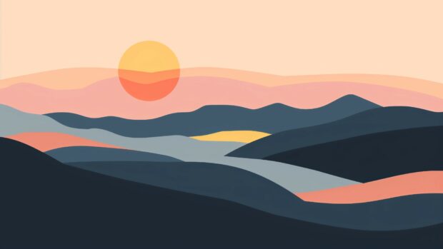 Minimalist abstract sunrise, simple horizon line Desktop wallpaper.