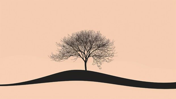Minimalist abstract tree, simplified branches and leaves Wallpaper 1080p HD.
