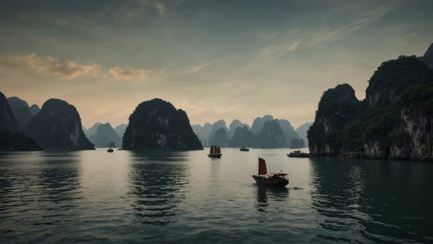 Minimalist Halong Bay wallpaper HD.