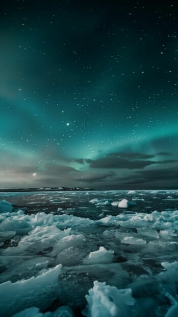 Northern Lights over an icy tundra, iPhone HD Wallpaper.