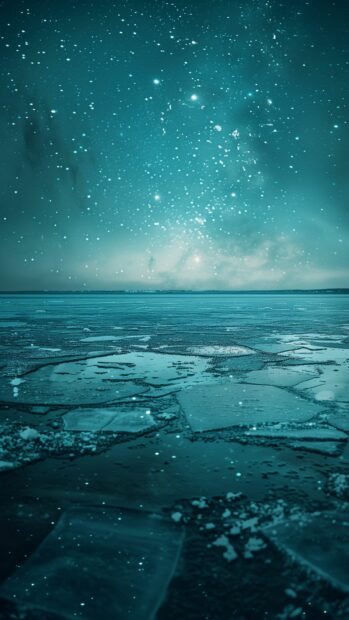 Northern Lights reflecting on a calm frozen lake, iPhone background.