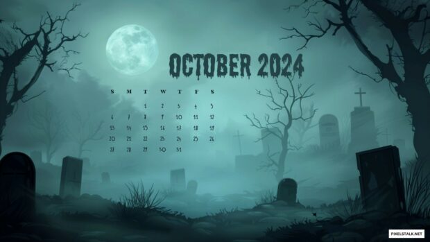 October 2024 Calendar Desktop Wallpaper.