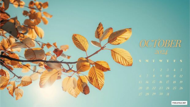 October 2024 Calendar Desktop Wallpaper Free download.