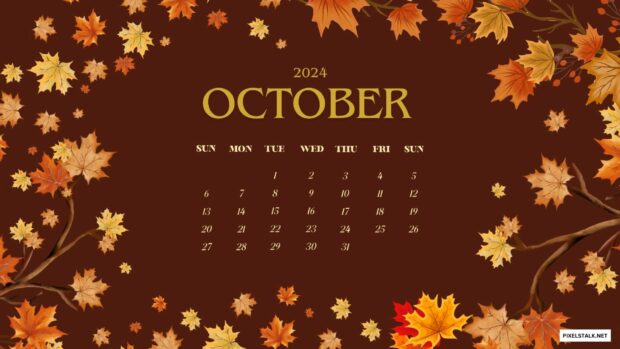 October 2024 Calendar Desktop Wallpaper Full HD.