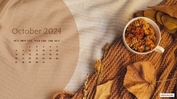 October 2024 Calendar Desktop Wallpaper HD 1080p.