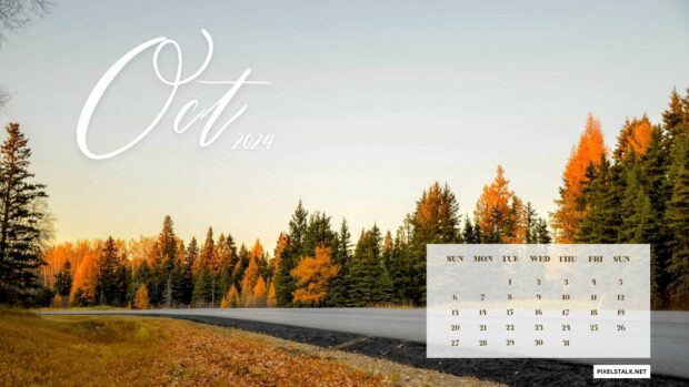 October 2024 Calendar Desktop Wallpaper for Mac.