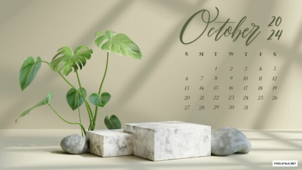 October 2024 Calendar Desktop Wallpaper for PC.