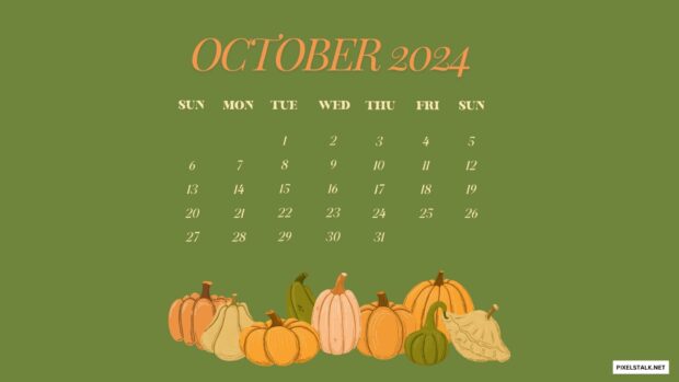 October 2024 Calendar Desktop Wallpaper for Windows.