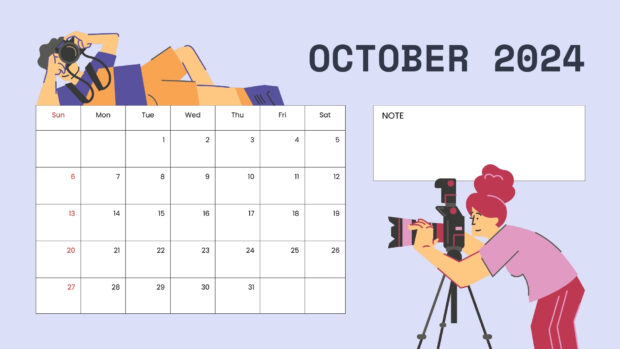 October 2024 Calendar Simple Background.