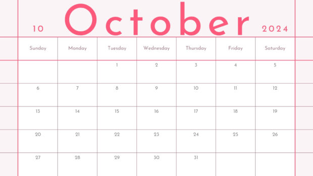 October 2024 Calendar Wallpaper for Work.