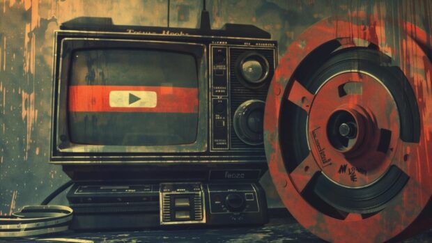 Retro inspired YouTube logo with vintage aesthetics and classic elements.