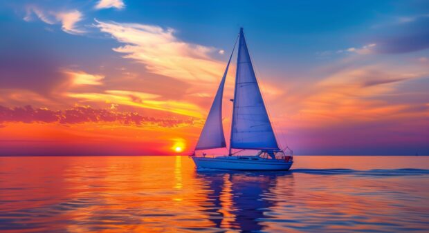 Sailboat Ocean Desktop HD Wallpaper.
