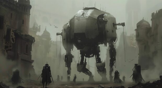 Sci fi Backgrounds HD with a robot uprising with machines rebelling against humans.
