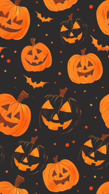 Simple Halloween background with cute pumpkins.