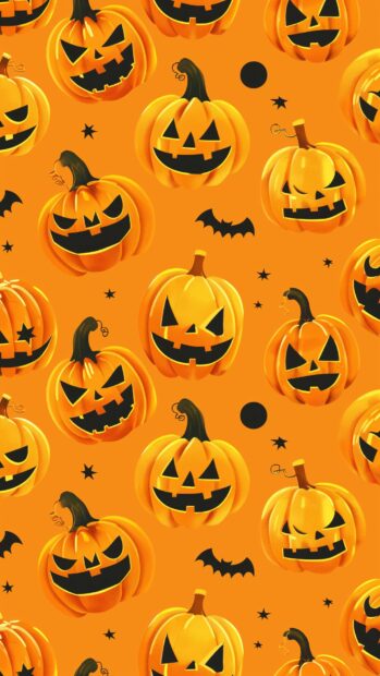 Simple Halloween background with the same pumpkins, Aesthetic Wallpaper .