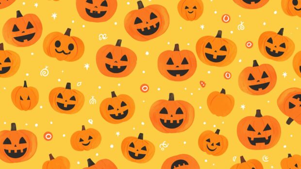 Simple Halloween small pumpkins aesthetic pattern.