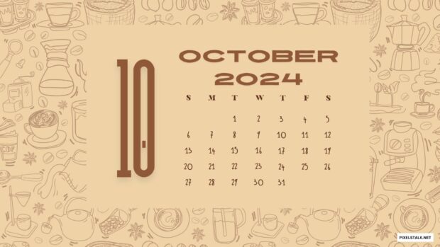 Simple October 2024 Calendar Wallpaper.