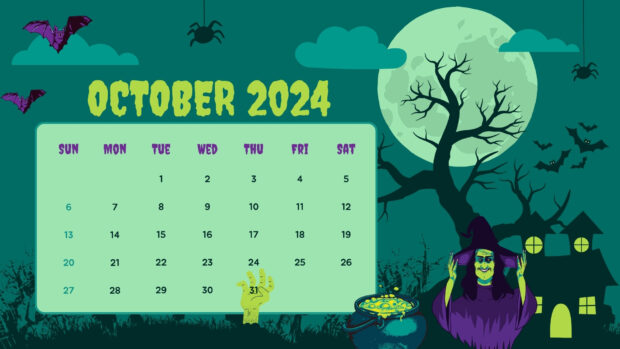 Simple October 2024 Calendar Wallpaper for Desktop.