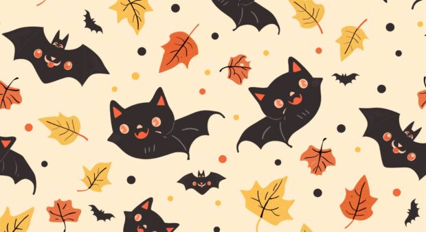 Simple and Cute Halloween Desktop Wallpaper with the same cute bats.