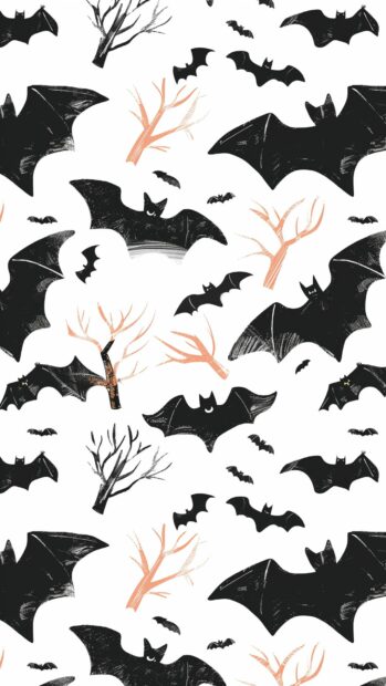 Simple and Cute Halloween background with the same cute bats.