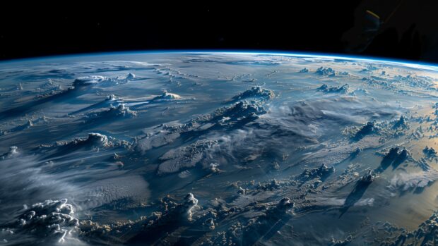 Space Wallpaper HD with A high resolution image of Earth from space, with detailed cloud formations.