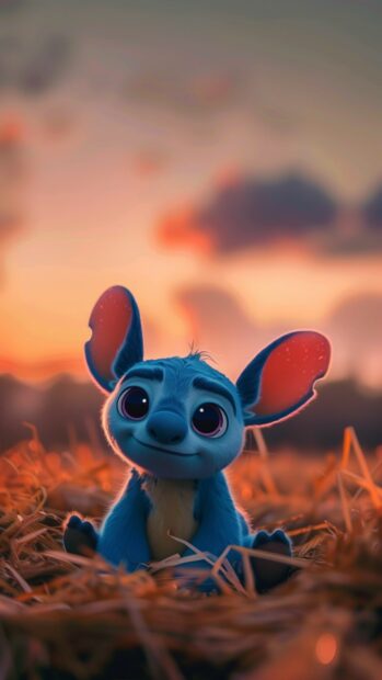 Stitch Wallpaper for iPhone, cute cartoon character design in a simple.