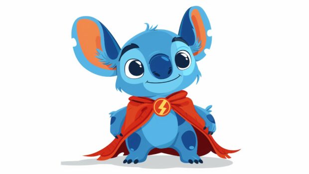 Stitch dressed as a superhero, ready to save the day, Cartoon wallpaper.