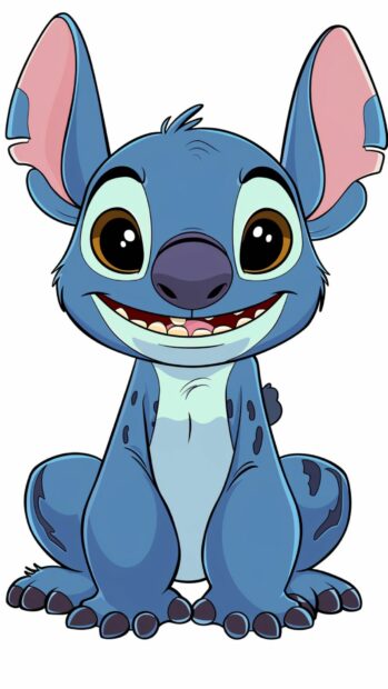 Stitch from Lilo & Stitch, classic Disney cartoon style with simple lines.