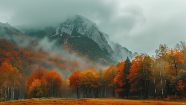 Stunning view of a mountain landscape during autumn 4K Wallpaper.